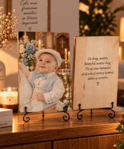 Cadou de botez – Botez băiat – Tablou foto personalizat pe lemn