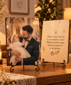 Cadou de botez – pentru naș – Tablou foto personalizat pe lemn