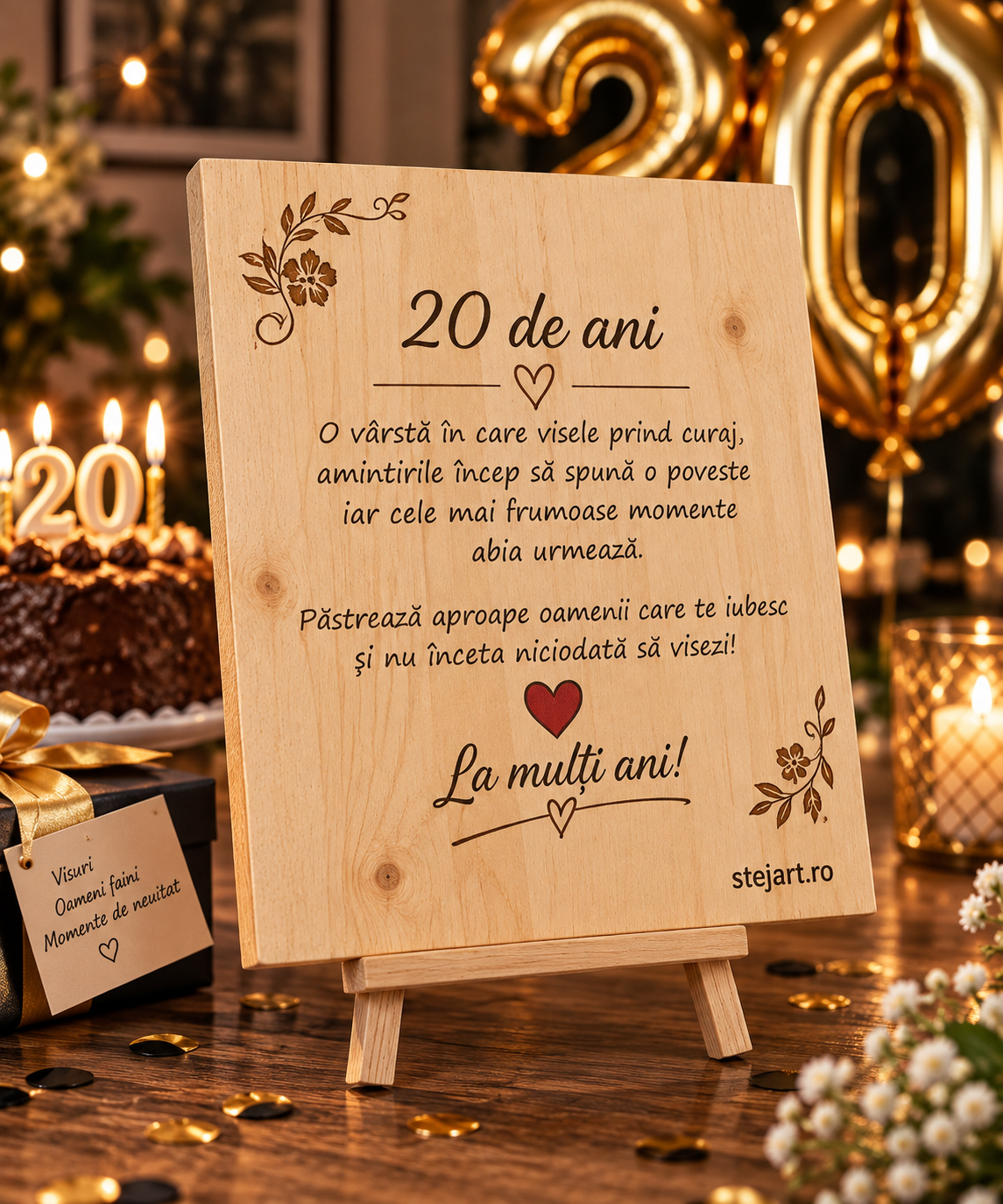 Cadou aniversare 20 ani – Poză pe lemn personalizată - imagine 2