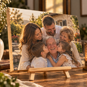 Cadou aniversare 70 ani – Poză pe lemn personalizată