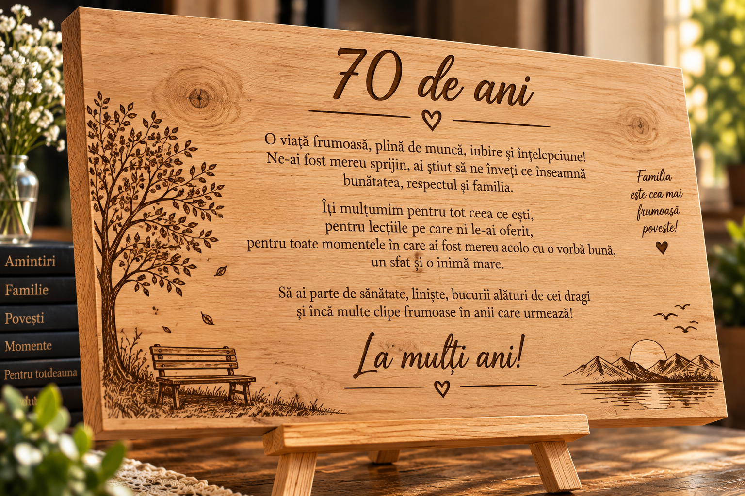 Cadou aniversare 80 ani – Poză pe lemn personalizată - imagine 2