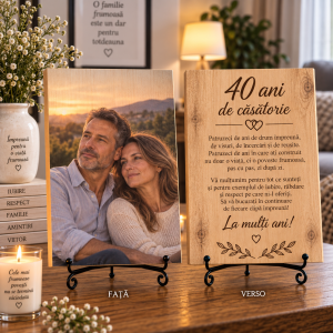 Cadou 40 ani de căsătorie – Poză pe lemn personalizată