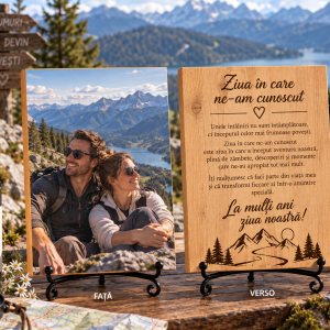 Cadou aniversare relație – Ziua în care ne-am cunoscut – Poză pe lemn personalizată