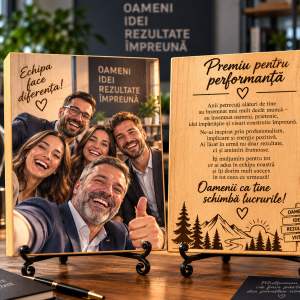 Cadou corporate – Premiu pentru performanță – Poză pe lemn personalizată