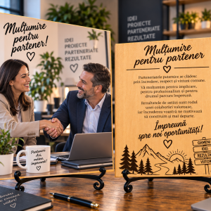Cadou corporate pentru partener de afaceri – Mulțumire pentru partener – Poză pe lemn personalizată