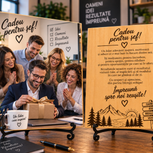 Cadou corporate pentru șef – Poză pe lemn personalizată
