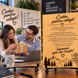 Cadou corporate pentru colegă – Poză pe lemn personalizată