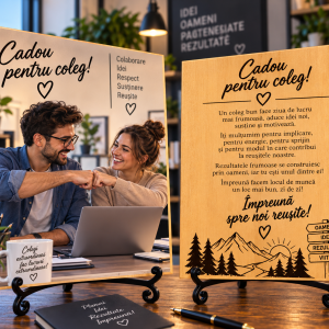 Cadou corporate pentru coleg – Poză pe lemn personalizată