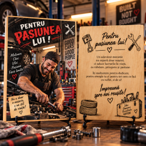 Cadou pentru mecanic – Pentru pasiunea lui – Poză pe lemn personalizată