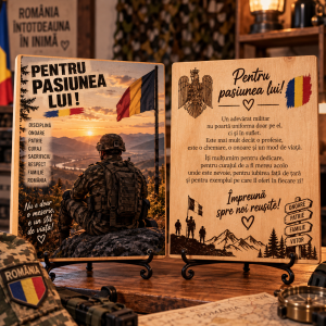 Cadou pensionare – Militar – Poză pe lemn personalizată