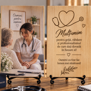 Cadou pentru asistent medical – Amintire de apreciere – Poză pe lemn personalizată