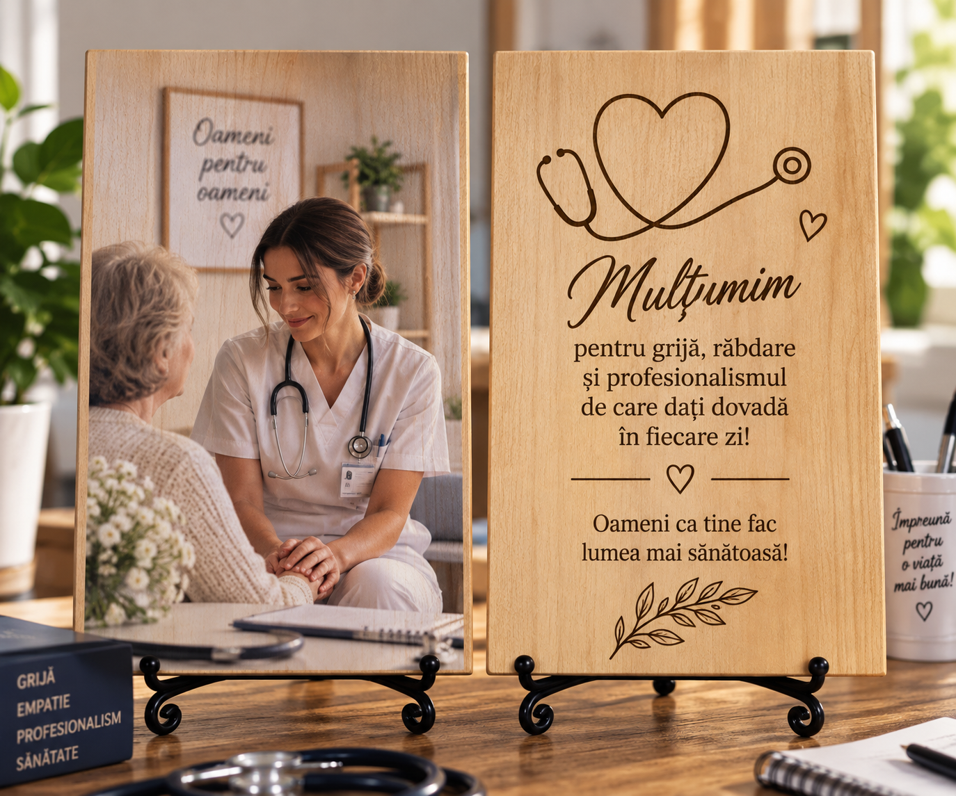 Cadou pentru asistent medical – Amintire de apreciere – Poză pe lemn personalizată