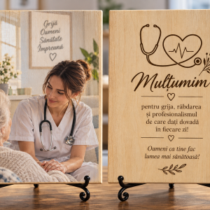 Cadou pensionare – Medic – Poză pe lemn personalizată