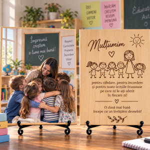 Cadou pentru învățător sau învățătoare – Amintire de la clasă – Poză pe lemn personalizată