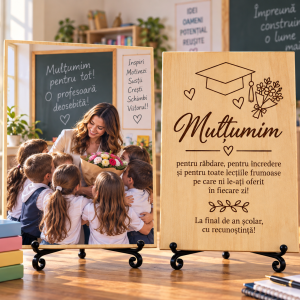 Cadou pentru profesor sau profesoară – La final de an școlar – Poză pe lemn personalizată