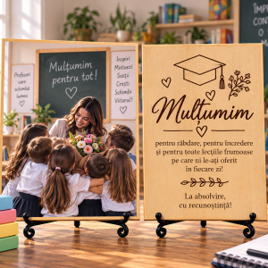 Cadou pentru profesor sau profesoară – La absolvire – Poză pe lemn personalizată