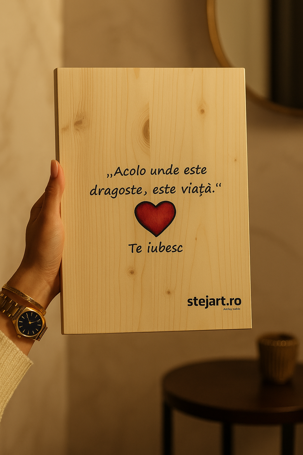 Poză pe lemn personalizată – Brad, Lemn ars sau Stejar - imagine 17